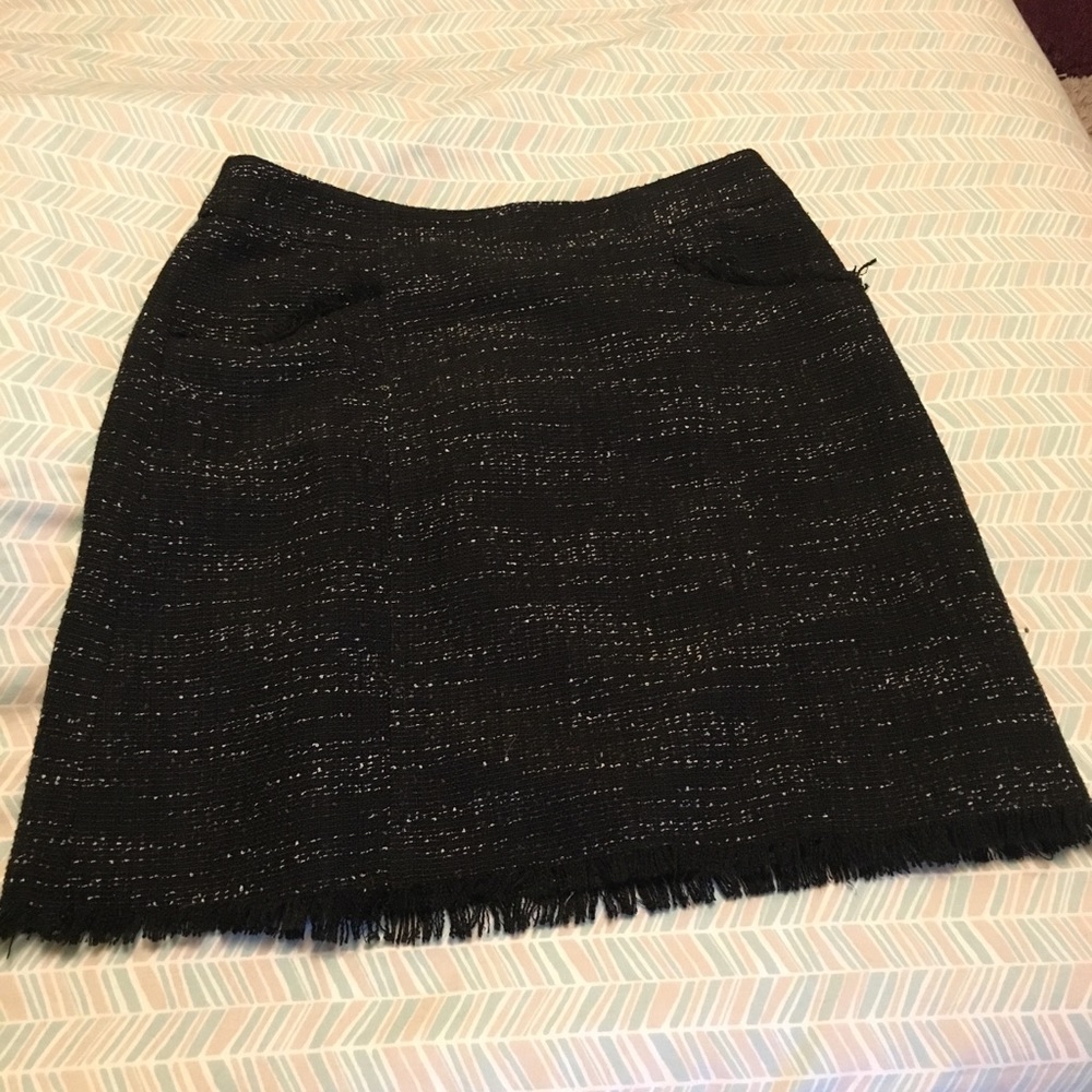 Loft tweed skirt with fringe